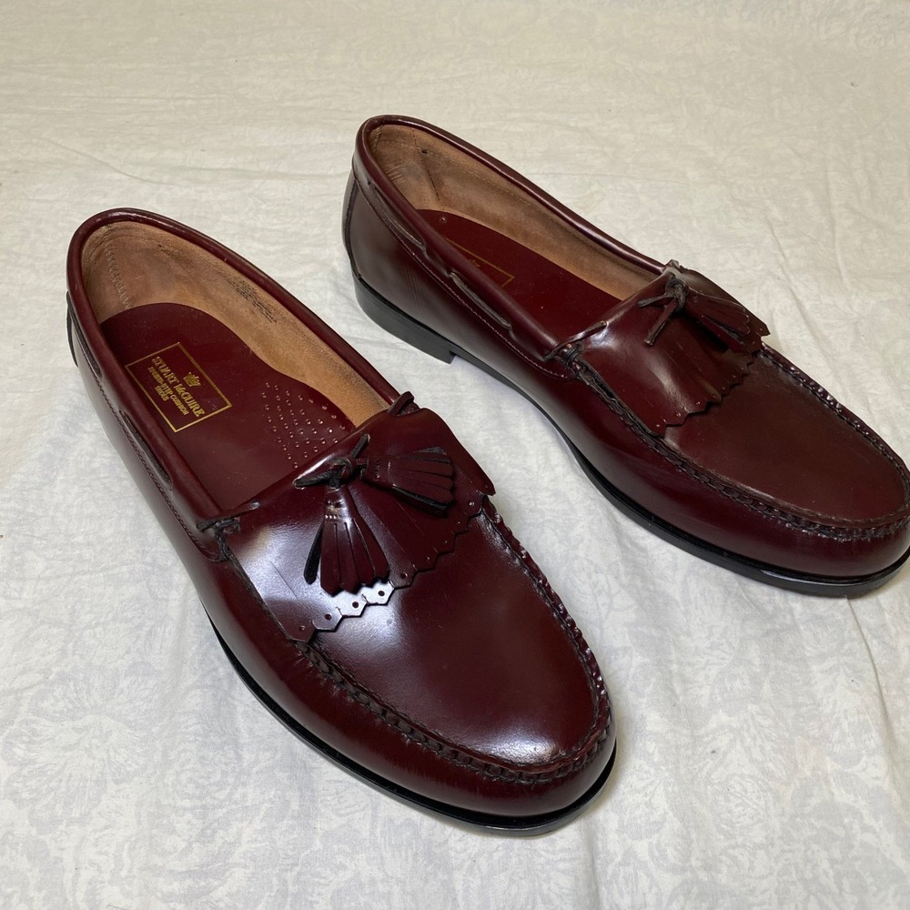 Stuart McGuire Tassel Loafers Mens 13 EEE Burgundy Leather Slip On Dress Shoes - Picture 2 of 16